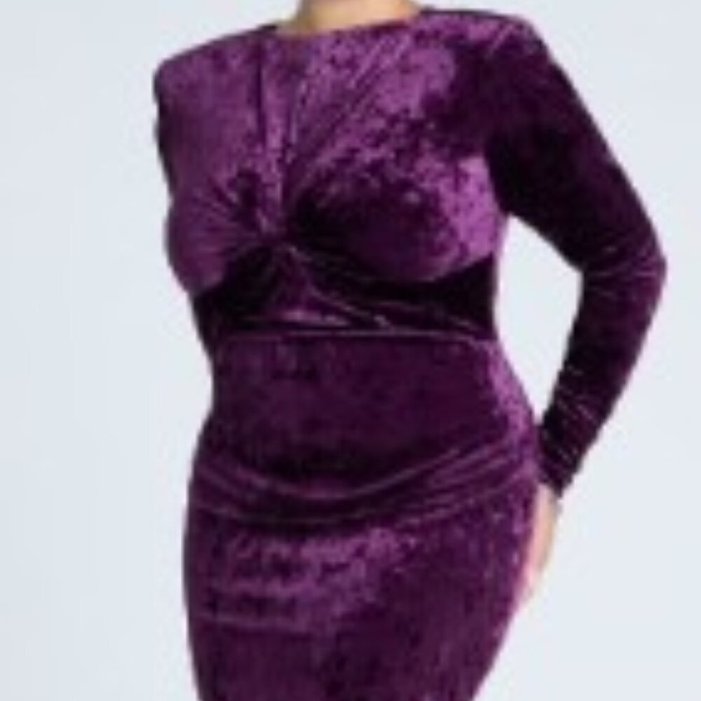 Twist Bodice Velvet Maxi Dress - Size 18 Purple